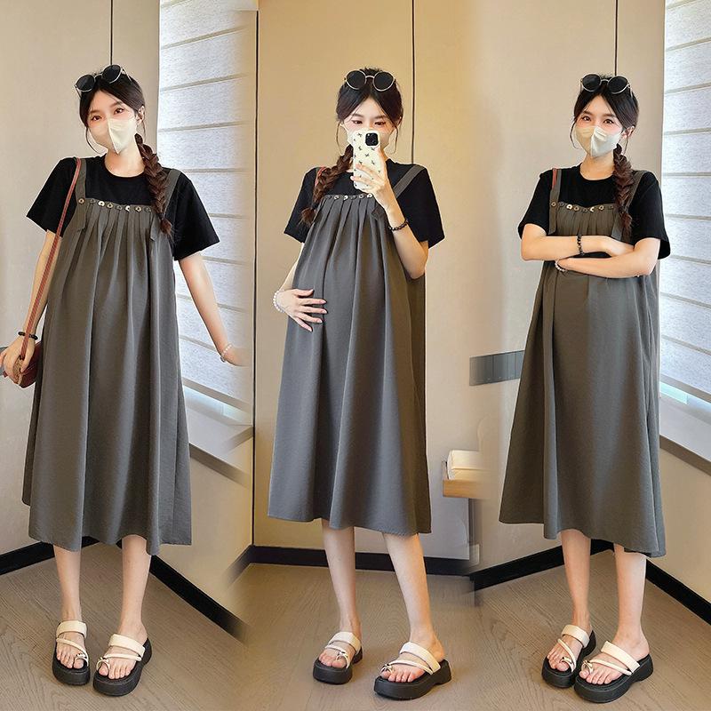 Trendy Summer Maternity Dress: Plus Size, Petite, Loose Fit, Two-Piece Look L