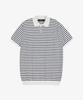 MAKEITTO Striped Knit Collared Short Sleeve T-Shirt_White