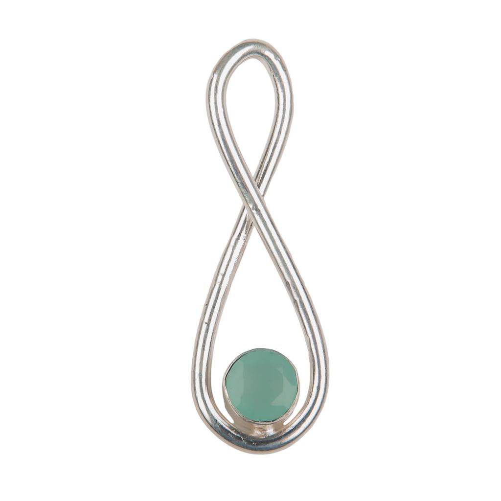 Aqua Chalcedony Gemstone 925 Sterling Silver Jewelry Handmade March Pendant1.66" PP-20-37