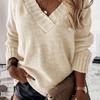 Solid V-neck Pullover Sweater - Pure Color
