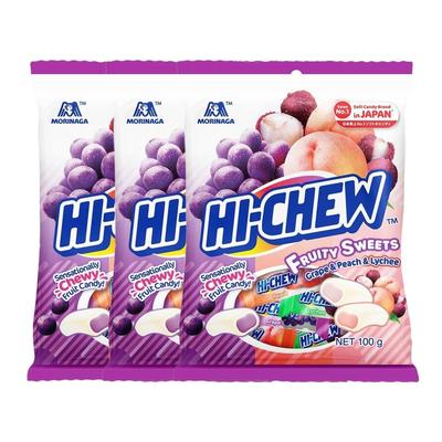 Morinaga Hi-Chew Fruity Sweets Soft Chewy Fruit Candy Bundle 100g X 3 Pack