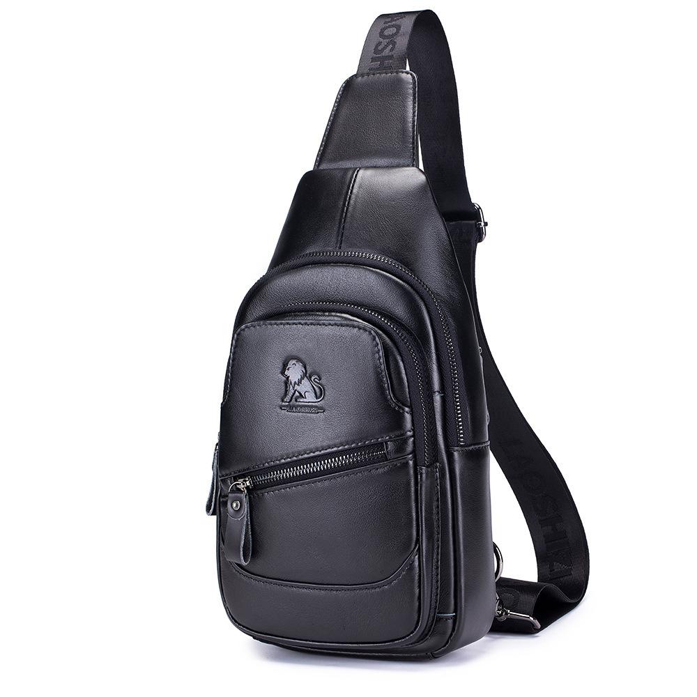 New Leather Men's Bag High-quality Chest Bag Shoulder Crossbody Bag with USB Cable, Essential for Travel and Work, Handbag iPad