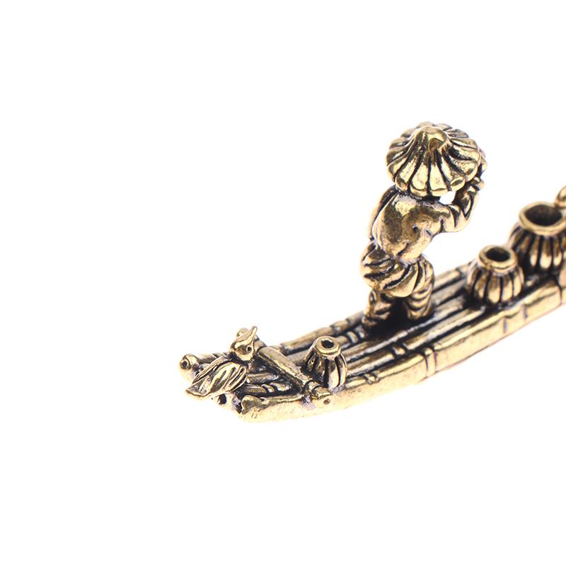 1 Stück Schreibtischornament Antik Messing Bambusfloß Fischerboot Fischer Kunst Modellierung Skulptur Räuchergefäß Dekoration