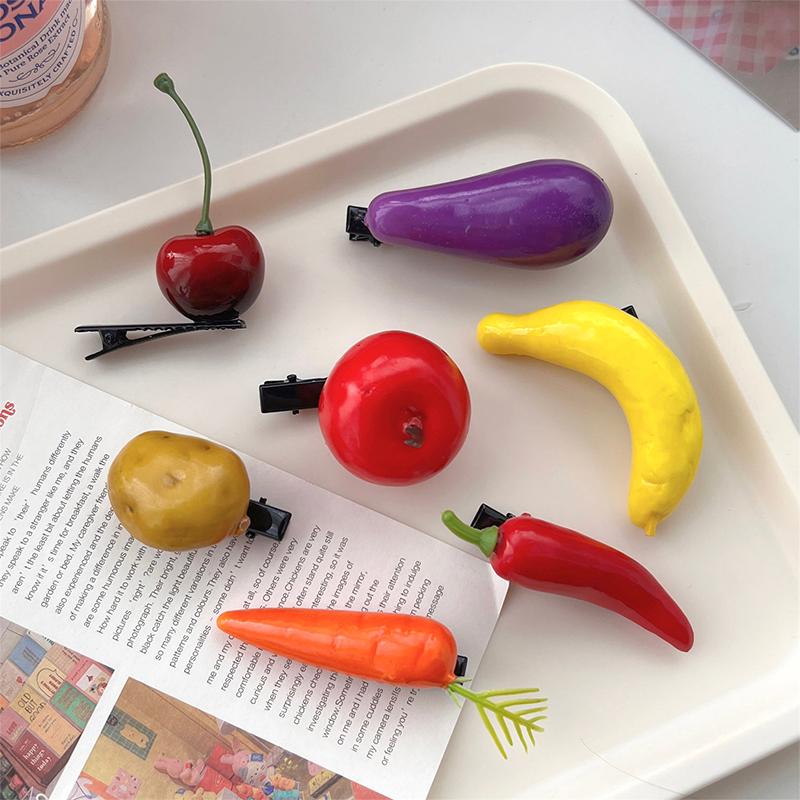 Simulated Fruit And Vegetable Hair Clip Bangs Hair Clip Cute Broken Hair Small Clip Hair Accessories For Girls Hair Styling Tool