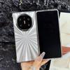 Colorful Galvanized Silver Border Aurora Feather Yarn Phone Case For Huawei Mate X6 huawei mate x5 x3 Camera protect Cover