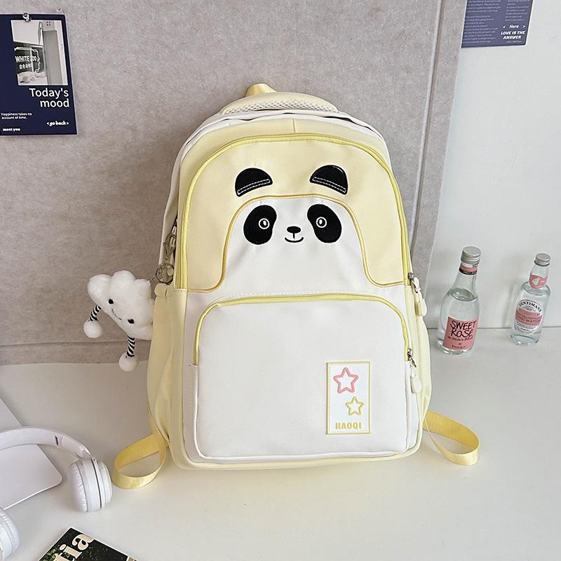 Cute Panda Soft Girl Student Backpack for Girls Junior High School High School Large Capacity High-value Student Schoolbag Travel Commuter Bag