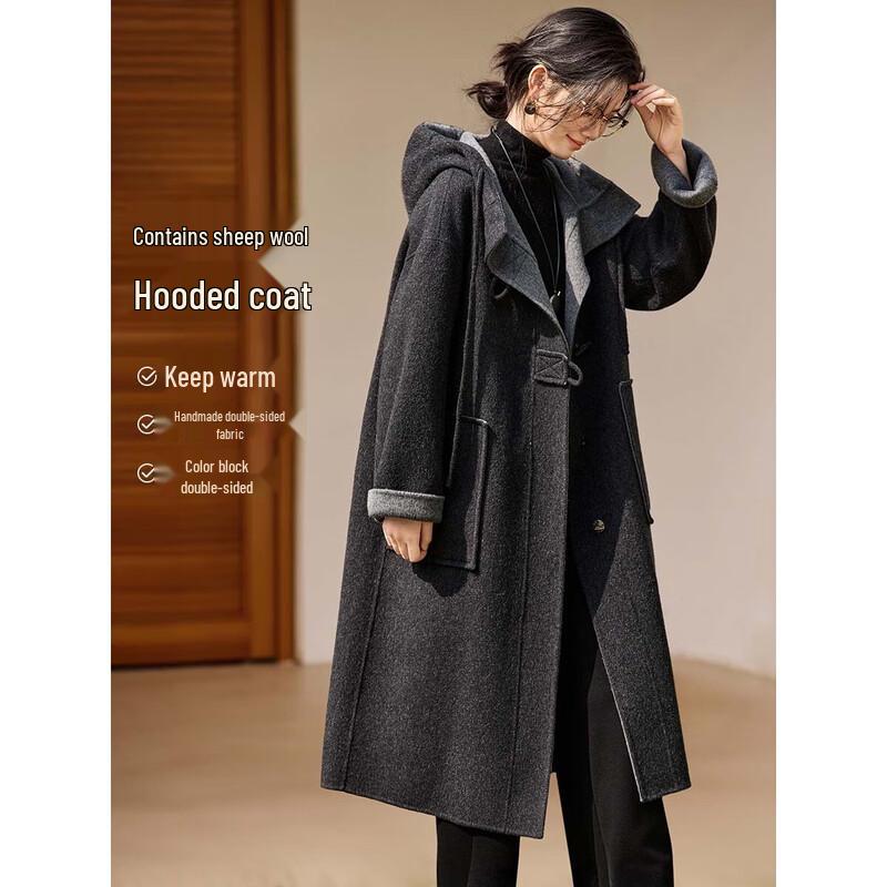 

Mohan Yimei Women s Double-Sided Wool Hooded Commuter Coat S