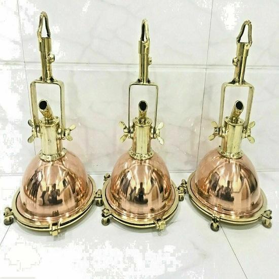 Pandantiv Maritim Nautic Lumină de Tavan Navă Navigație Cargo Marin Cupru, Alamă Lumină Suspendată Nouă Restaurant Cafenea Lumină Set de 3 Bucăți