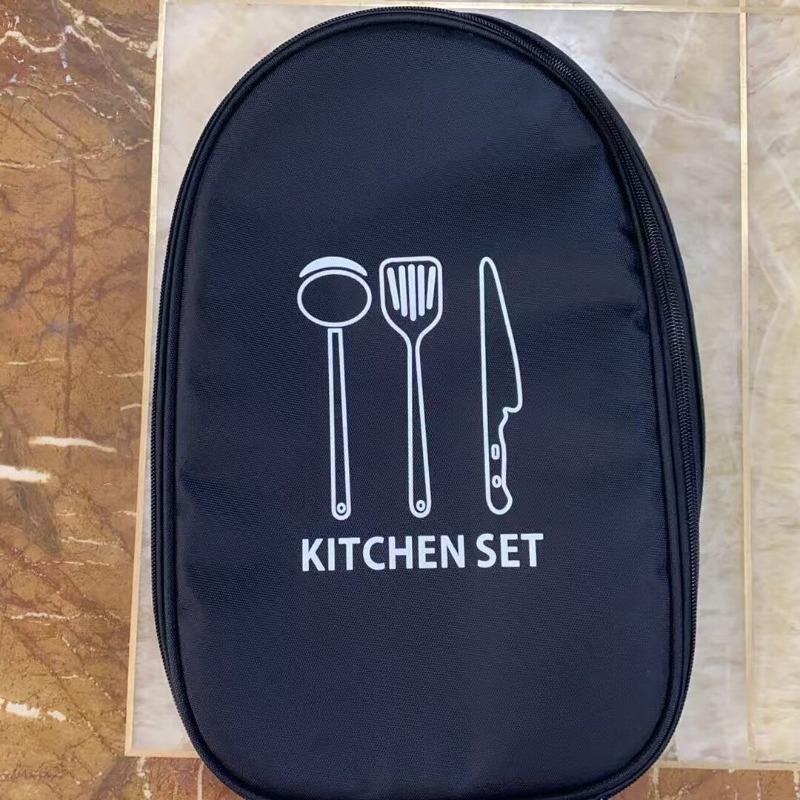 

Camping Travel Cooking Utensils Organizer Travel Bag Portable Pouch for BBQ Camp Cookware Kitchen Kit чёрный