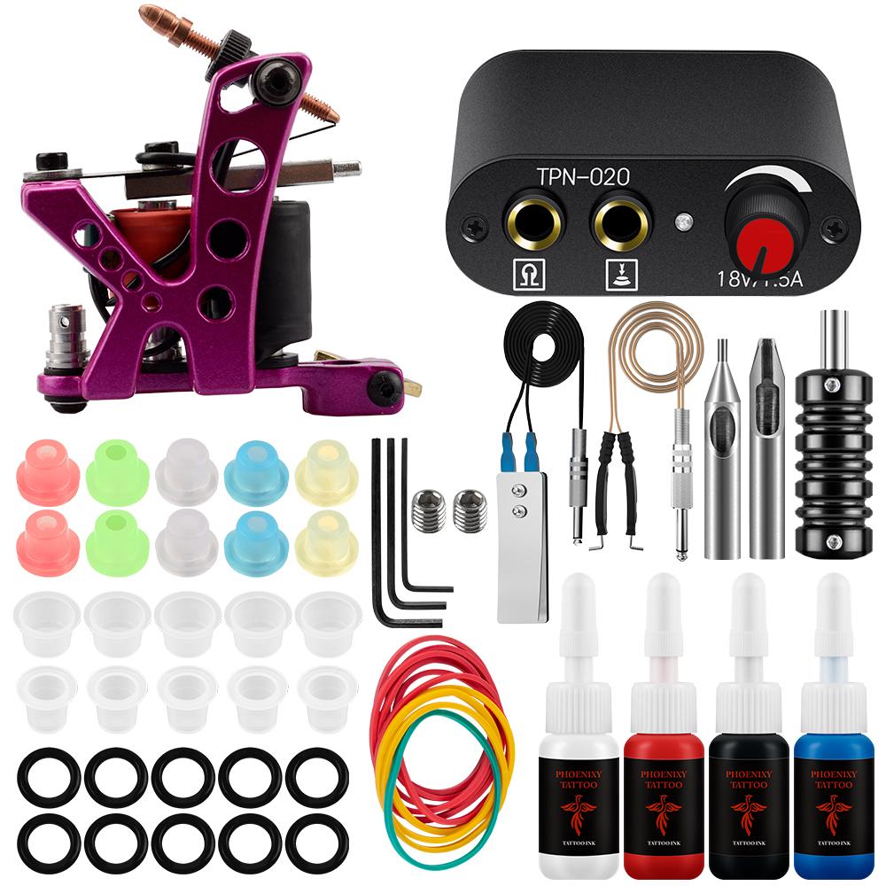 

Набор тату-машинок PHOENIXY, источник питания для татуировки, комплект аксессуаров для татуировки, набор чернил для татуировки, профессиональный набор для татуировок для начинающих set-4pcs ink