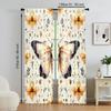 Set Of 2 Vintage Versatile Polyester Transparent Curtains Home Decoration Butterfly Floral Leaf Pee Use Bedrooms Curtain For Master Bedroom Made