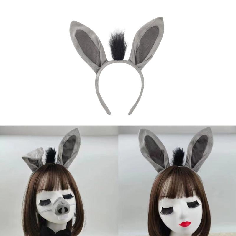 Donkey Tail Costume with Donkey Tail Headband Nose Glove Skirt Bowtie Halloween Donkey Costume for Kid Halloween Cosplay