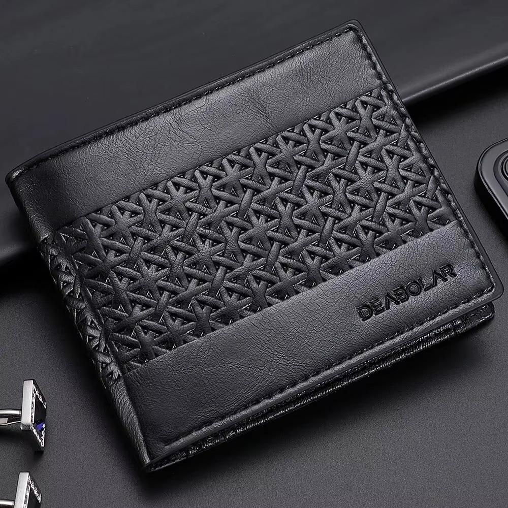 New Embossed Men's Wallet Soft Large Capacity Credit Card Holder Multi-Card PU Leather Short Coin Purses