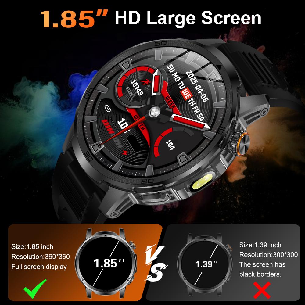 MEVADEN New 1.85 inch Men's Bluetooth Call Smart Watch Sports Fitness Tracker Heart Monitor LED Flashlight Smartwatch For Android IOS 1000mAh AK95