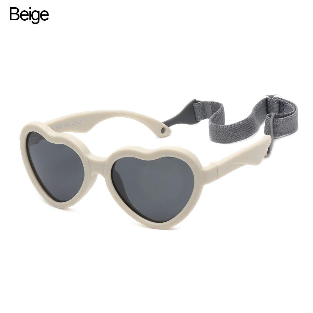 

& Детские солнцезащитные очки в форме сердца для новорожденных и младенцев с поляризацией и защитой от УФ-лучей, с регулируемым ремешком Beige