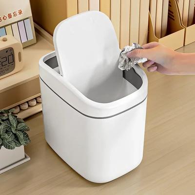 Desktop Trash Can Small Mini Garbage Can Plastic Dustbin with Shake Cover for Home Office Waste Bins Household Cleaning