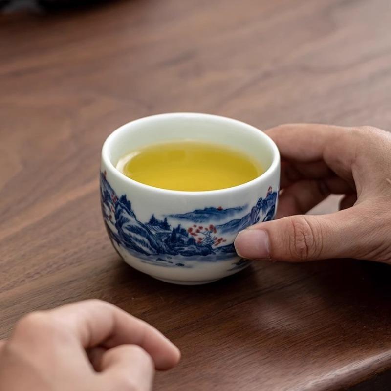 Handmade Chinese Ceramic Teacup Exquisite White Porcelain Tea Cup Tradition Master Cup Household Drinkware Tea Accessories