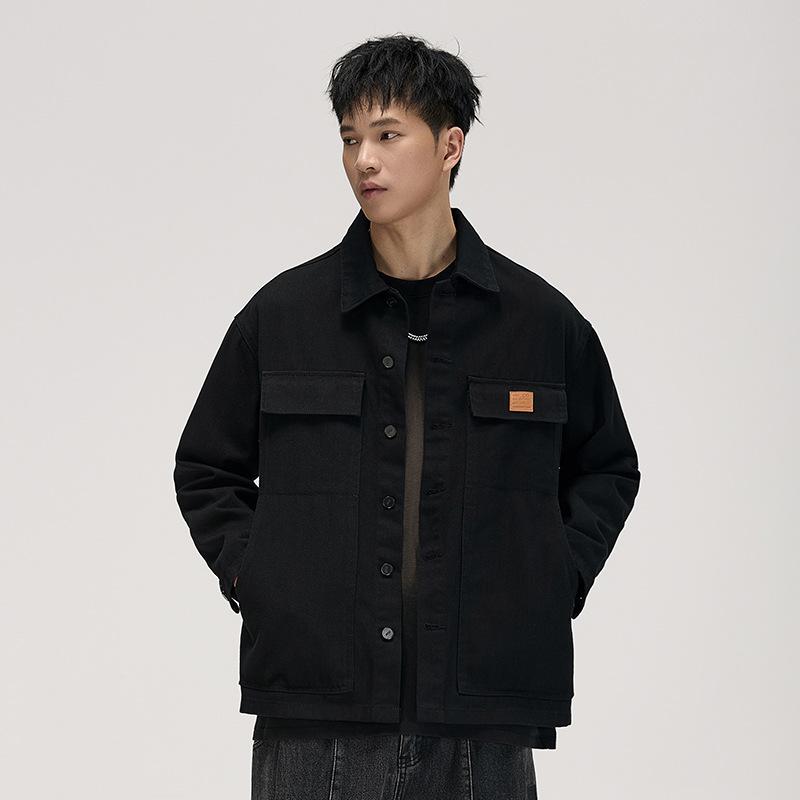 American Retro Jacket Men'S Tooling Shirt Loose Large Size Trendy Brand Casual Denim Jacket