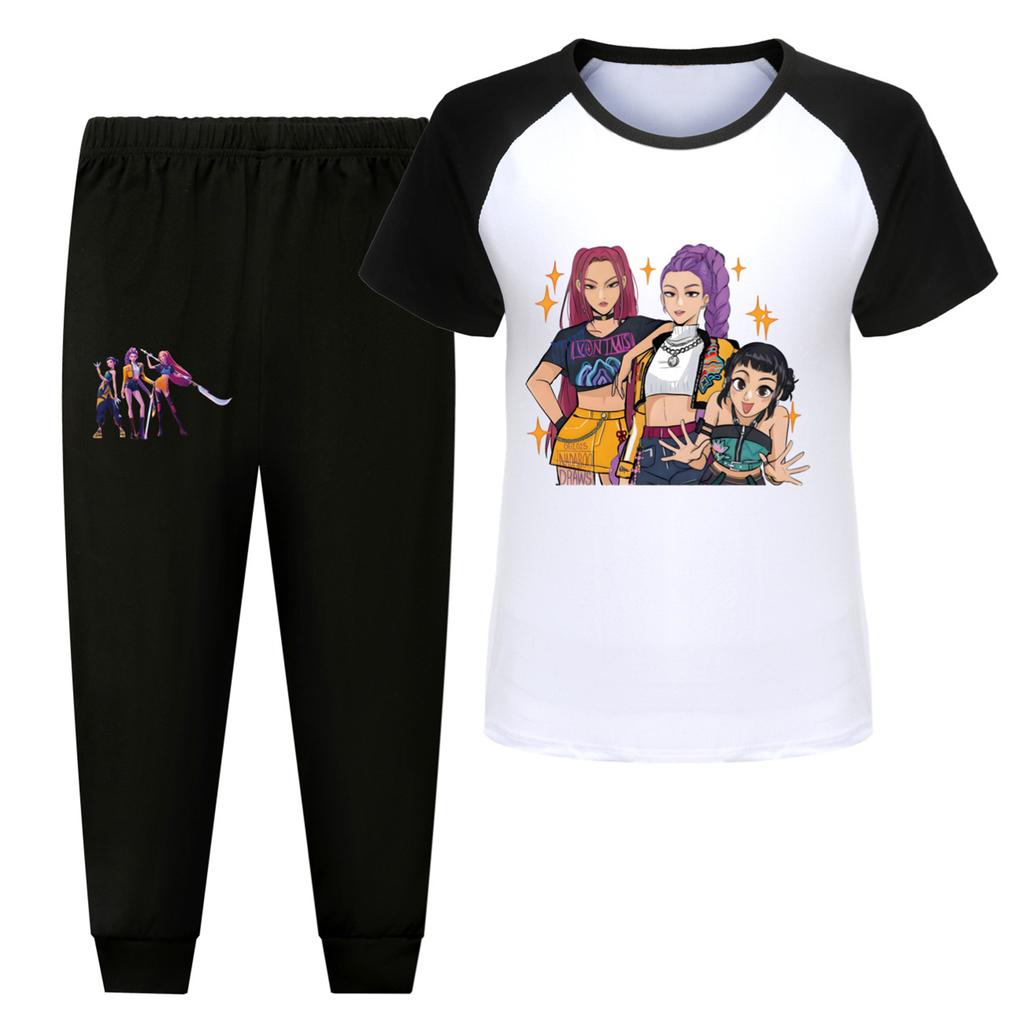 Children's Summer Sports T-shirt And Pants Two-piece Sportswear Set Short-sleeved Printed Clothing Suit