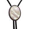 Men's Western Adjustable Bolo Tie with Stone Pendant Braided Leather Rope Necktie Shirt Collar Chain Jewelry Necklace