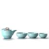 The Ru Kiln Tea Set 1 Teapot 3 Cup Porcelain Outdoor Kongfu Tea Infuser Portable Gaiwan Ceramic Teaware Office Tea Ceremony