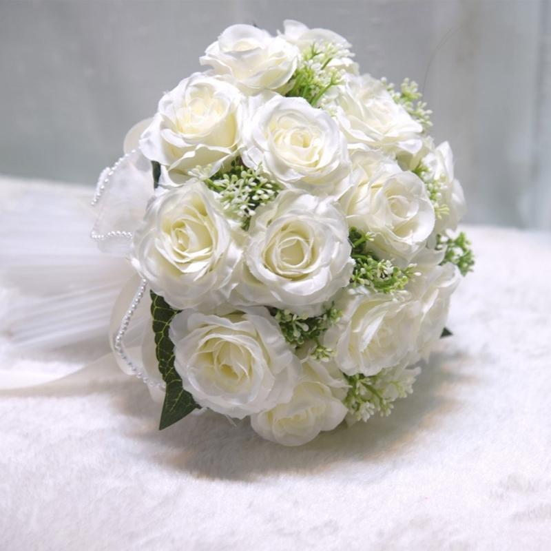 Realistic Multicolor Rose Bouquet Romantics Bridesmaids Flower Arrangement for Wedding Ceremony