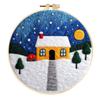 Christmas Needle Felting Kit Holiday Felt Painting Set for Beginners Starter Needle Felting DIY Craft Kit with Pad Needles Wool Decorative Frame