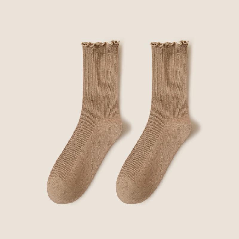 Women's Summer Thin Fashion New Wooden Ear Side In The Tube Stack Socks