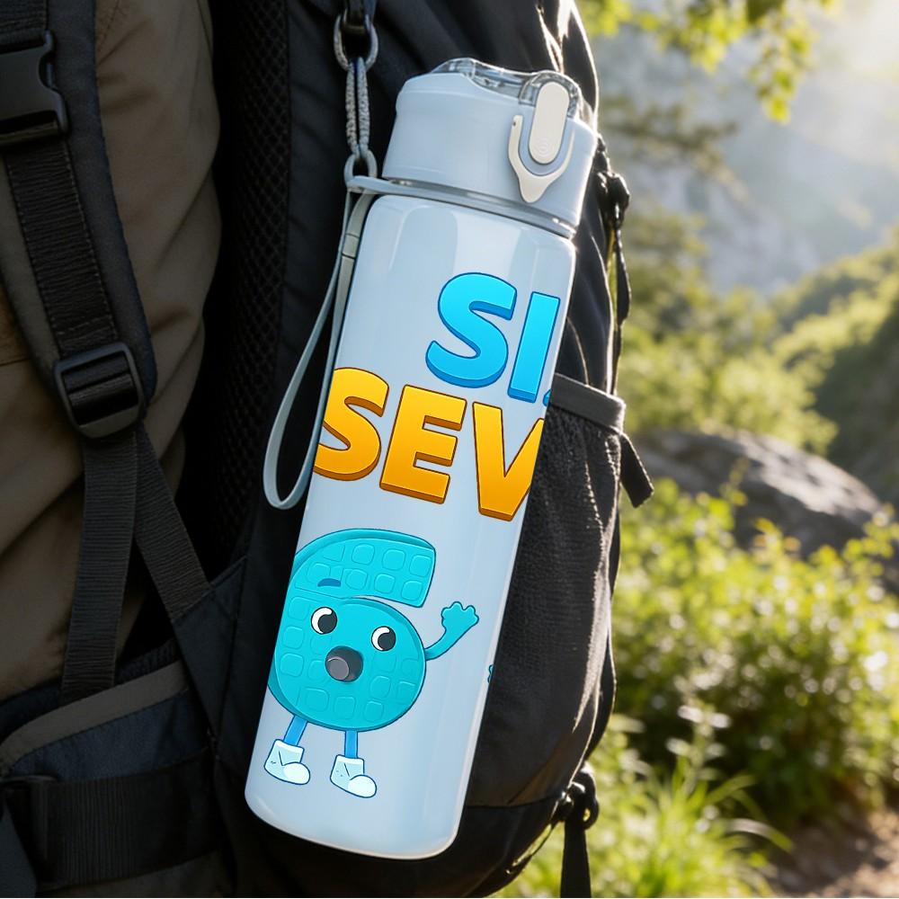 1PC Six Seven Birthday Character 750ml Color Plastic Sports Water Bottle Leakproof Flip Straw Lid Suitable for Sports Office Home Use