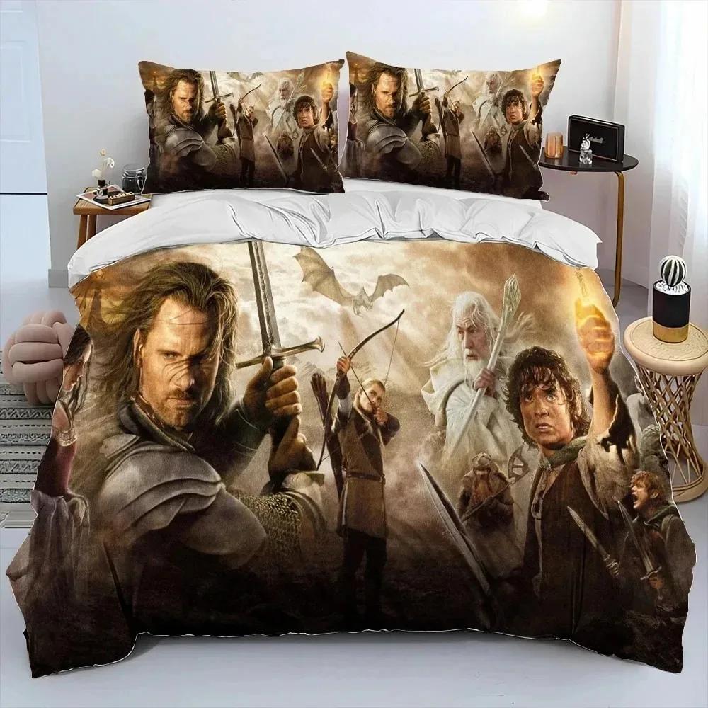 3D Print L-Lord of Rings H-Hobbit Bedding Set Duvet Cover Bed Set Quilt Cover Pillowcase Comforter King Queen Size Boys Adult