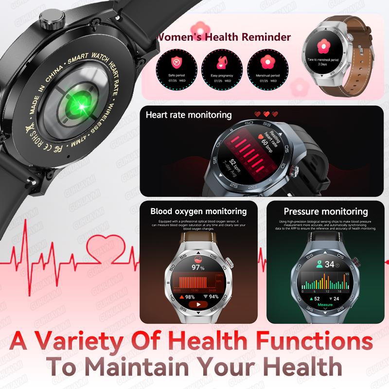 New GPS Position Smart Watch Men 1.53'' AMOLED HD Screen Compass Heart Rate 3ATM Waterproof Call Sports Business Smart Watch