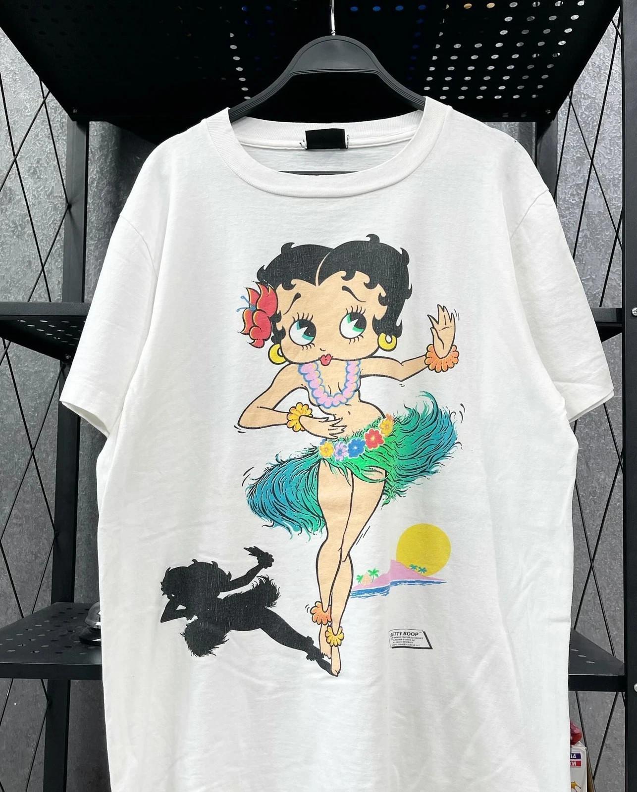Винтажная футболка унисекс Betty Boop ‘Гавайский танец’ Ретро Белая S-4XL 3XL