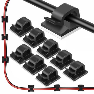 Černý organizér držáku drátu 10/30 ks objímky na trubky Samolepící příslušenství k vedení drátu Elektroinstalace Dodávky elektrického zařízení