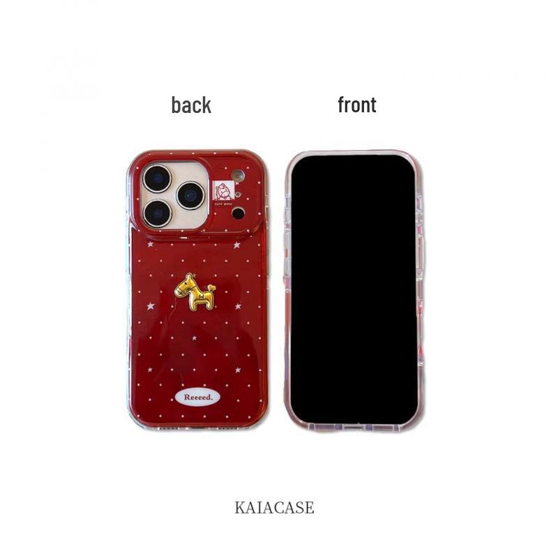 

Star-Embossed Gold Horse Case for iPhone 17 Pro Max & iPhone 16 Pro - New Year Red Edition