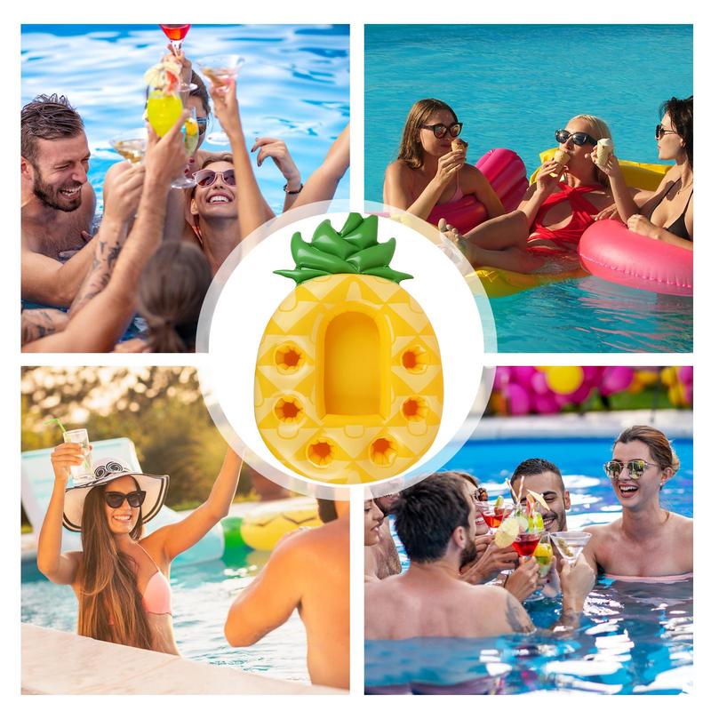 Schwimmender Tisch, Sommerparty-Eimer, Ananasförmiger Becherhalter, aufblasbare Schwimmhilfe, Getränkekühler, Serviertablett für den Pool