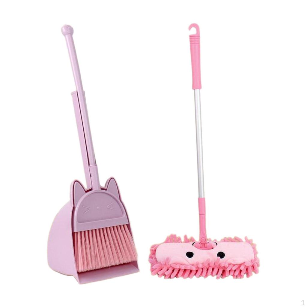 Mini Broom and Dustpan Mop Set for Kids Develop Life Skills Cute Play House Toy Cleaning
