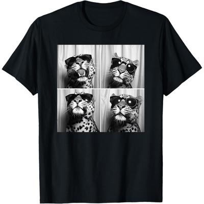 Luipaard Gezicht Met Zonnebril Grappig Dier Luipaard Grafisch T-shirt