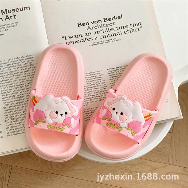 Chinelos de Verão para Meninas - Desenho de Pêssego Antiderrapantes - Sapatos Fofos e Macios para Interior/Exterior