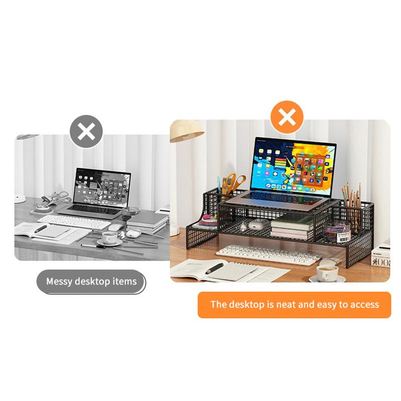 Computer Monitor Stand Elevated Hollow Cooling Laptop Rack Desktop Storage Holder Home Office Desk Computer Keyboard Organizer