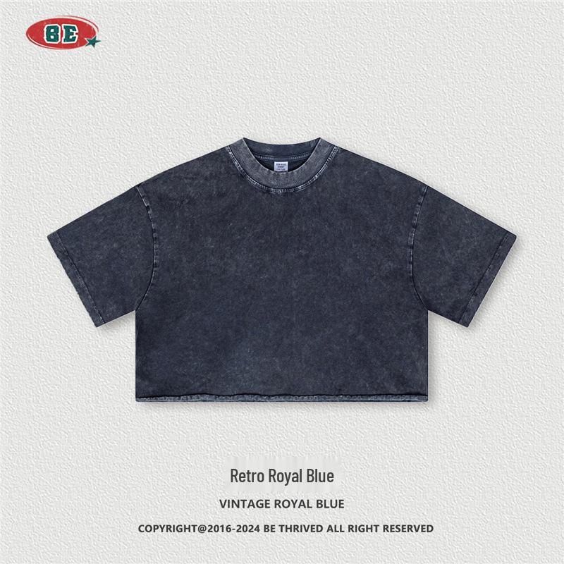 

Women s Trendy Distressed Round Neck Crop T-Shirt Small