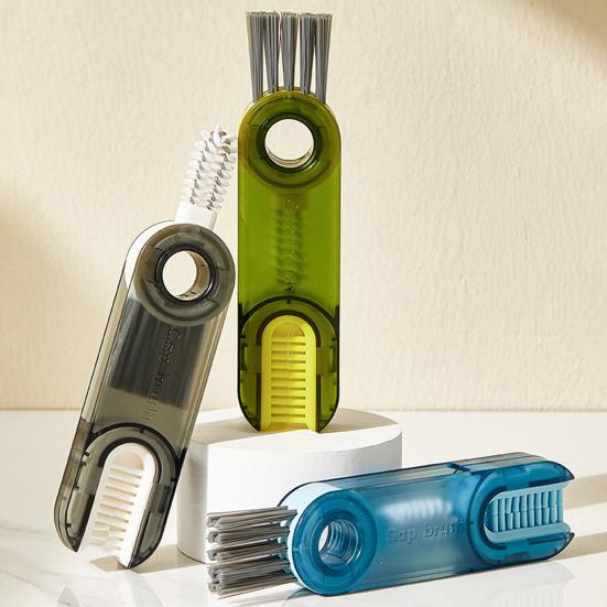 Cup Brush Soft Food-Grade Bristles Extended Non-Slip Handle 3 in 1 Cleaning Brush Cups Glasses Baby Bottles Cleaning Tool