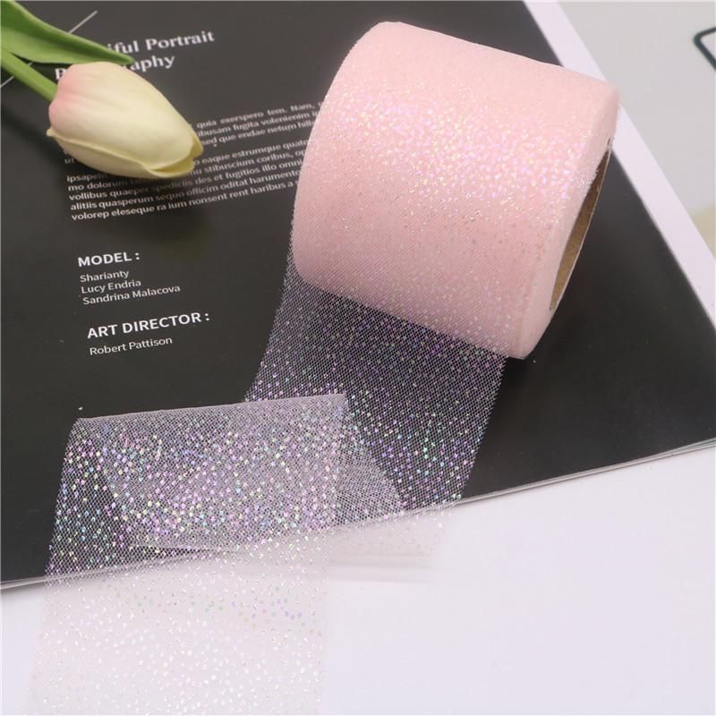 6CM/roll Holiday Ribbon Colorful Dot Mesh Fabric Glitter Ribbon For Gift Wrapping Christmas Decorations