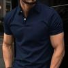 New Men's Casual Solid Colour Buttons Short-sleeved T-shirt Beaded Ground Small Twill POLO Shirt Men