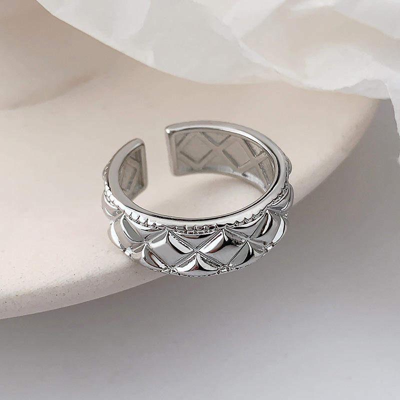 Trendy Retro Rhombus Geometric Adjustable Ring for Women Adjustable Open Size
