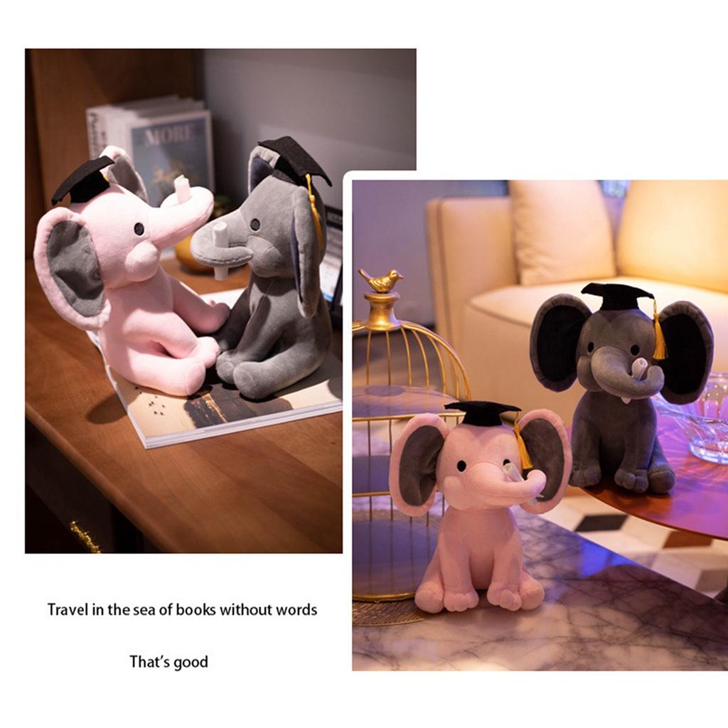 Cute Elephant Plush Toy With Graduation Hat Perfect Graduation Gift