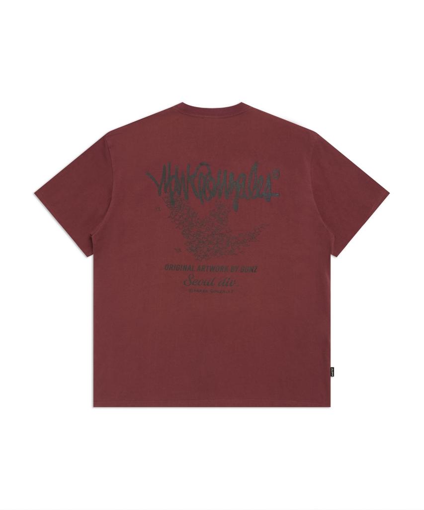 Mark Gonzales Angel Next Sign Logo Short Sleeve T-Shirt - Burgundy
