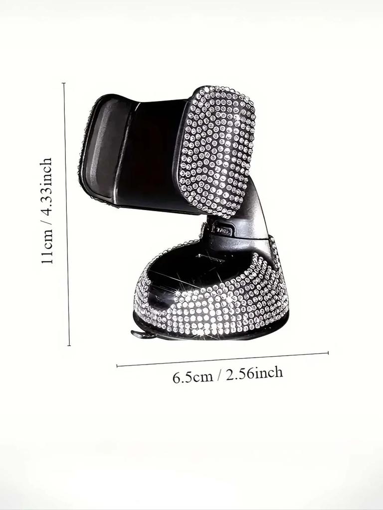 Luxury Rhinestone-Embedded Car Phone Holder - Multi-Functional Rotating Suction Cup Holder, Fits Various Vehicles