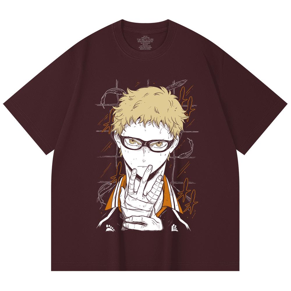 

230 Gsm 100% Cotton Haikyu V4 Tsukki Print Unisex Heavy Cotton T Shirt 2XL