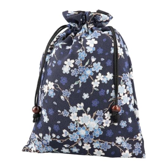 Japanese Pattern Drawstring Bag, Large, Crepe Fabric, Made In Japan, Accessory Pouch, Goshuincho (St
