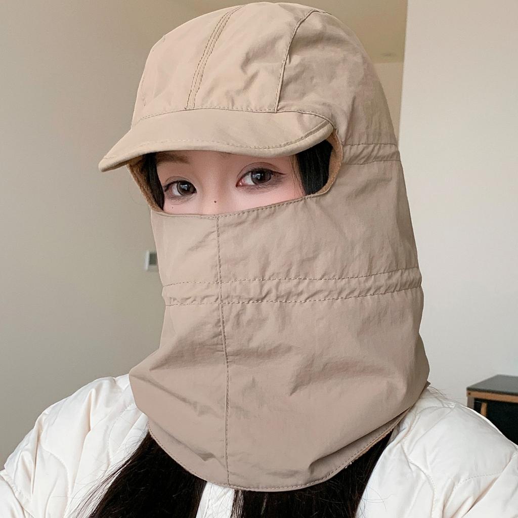 Hats that can wear helmets, men's and women's winter mountaineering, skiing, thermal pullover, face mask, neck protection, Lei Feng hat tide